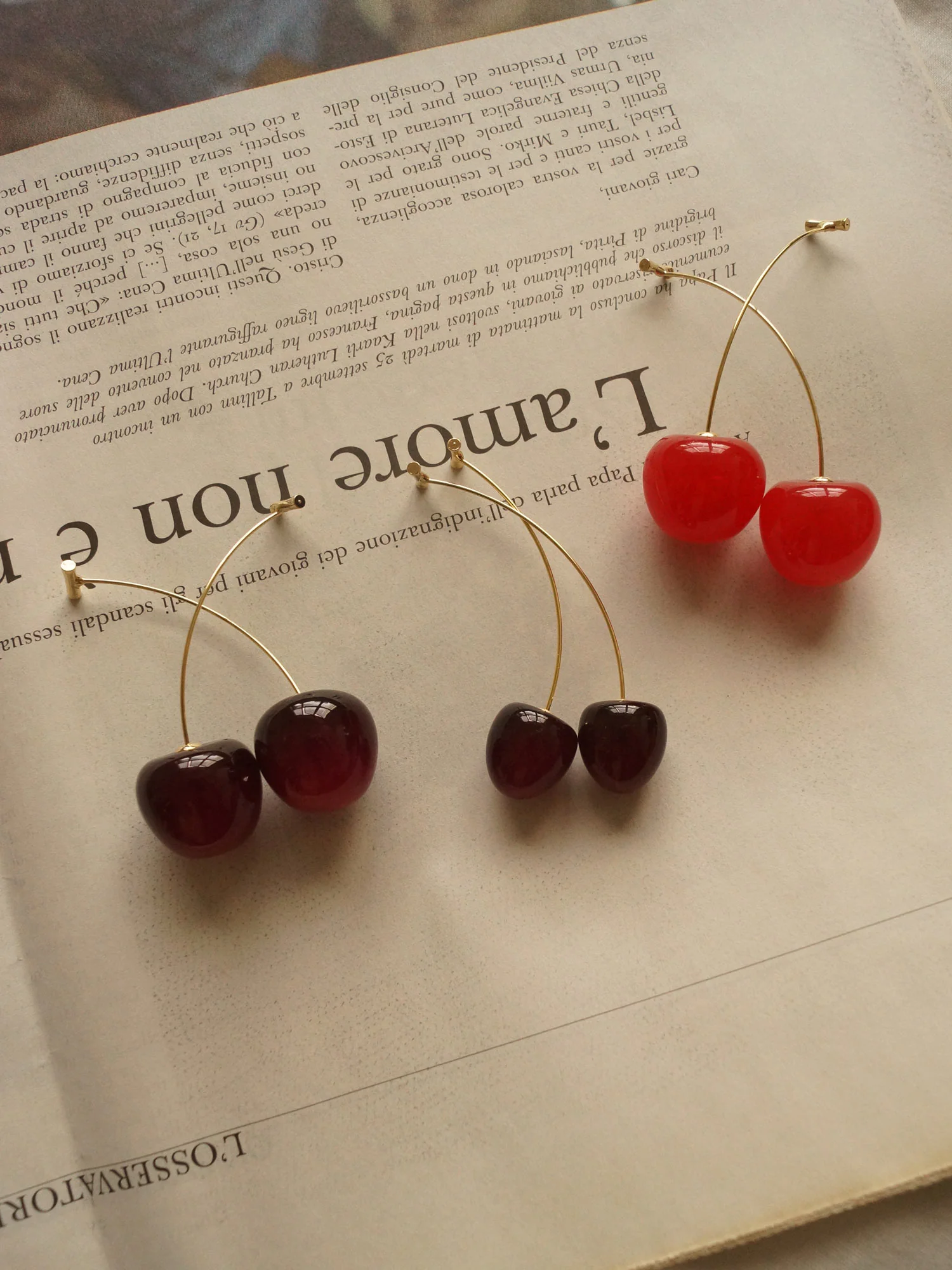 Cher (Cherry) Earrings *Gold-plated stems - Image 4