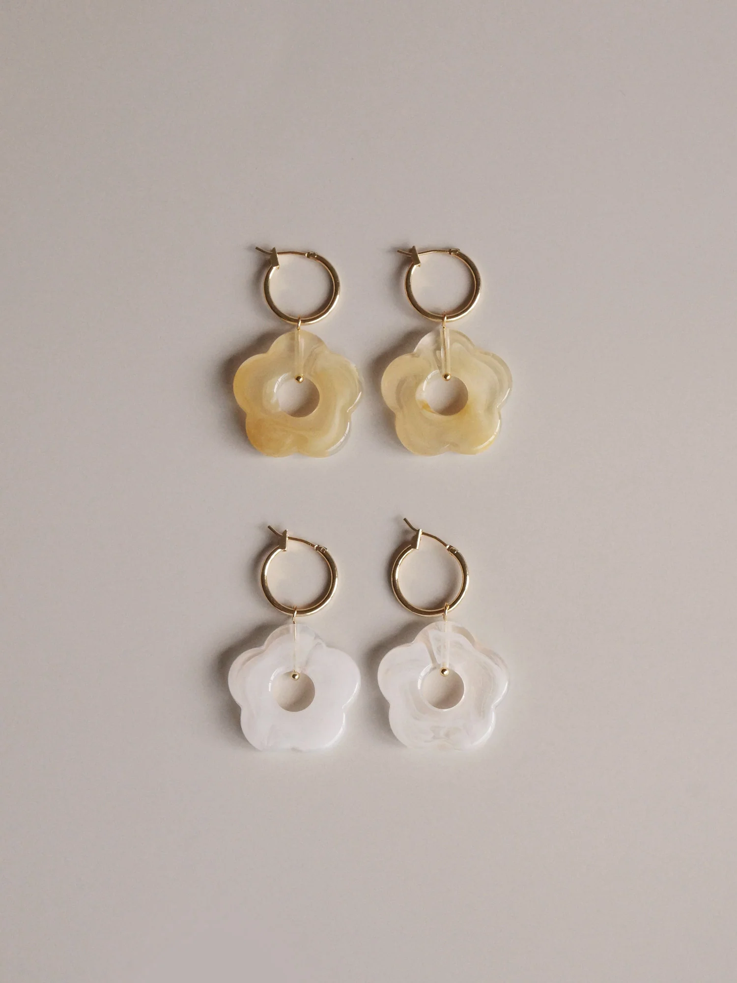 Little Flower Hoops - Marbled White - Image 6